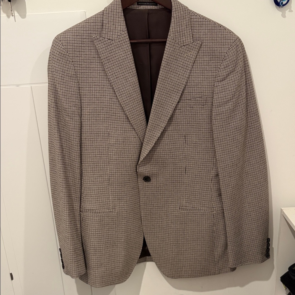 Reiss Men's Beige Checkered Blazer